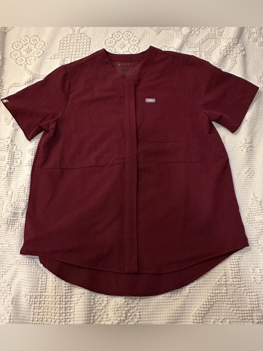 FIGS Burgundy Masaya Zip-Up Scrub Top